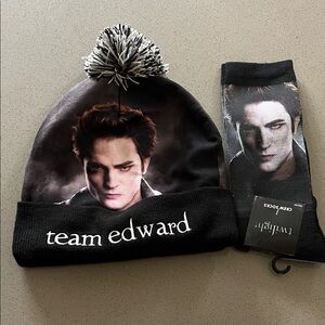 NWT Twilight "Team Edward" Beanie with Pom Pom and Crew Socks